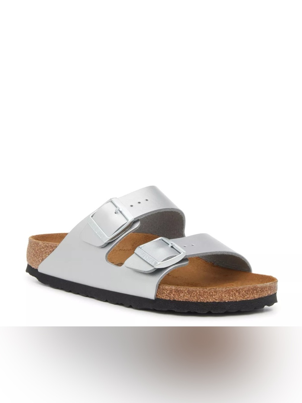 Classic Birkenstock Arizona Two-Buckle Slide Sandal in Silver